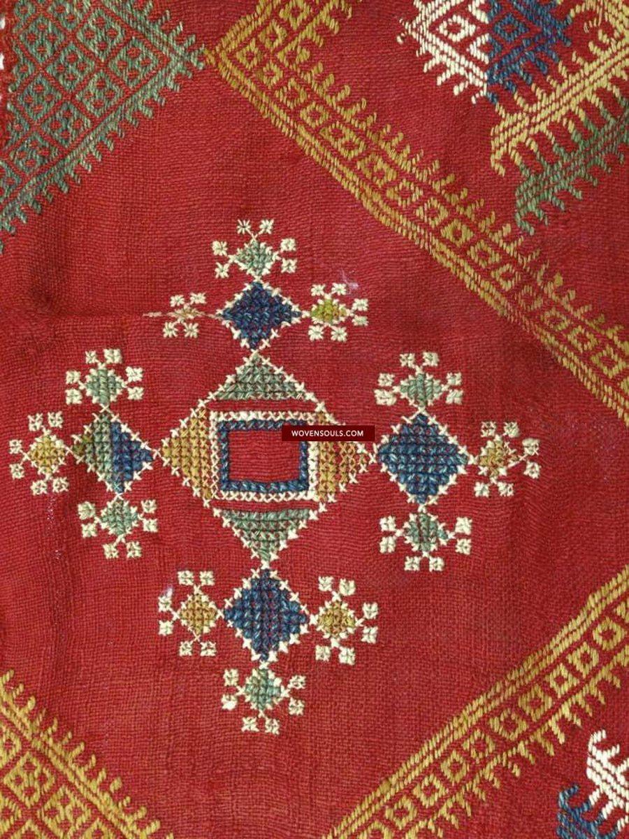 683 Indian Textile - Shekhawati Bishnoi Shawl Textile Art Embroidery Rajasthan-WOVENSOULS-Antique-Vintage-Textiles-Art-Decor