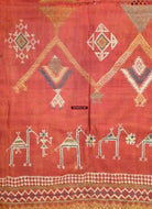 683 Indian Textile - Shekhawati Bishnoi Shawl Textile Art Embroidery Rajasthan-WOVENSOULS-Antique-Vintage-Textiles-Art-Decor