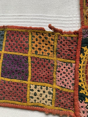 684-B Semi Antique Chopat Shatranj Embroidery Game Board Textile-WOVENSOULS-Antique-Vintage-Textiles-Art-Decor