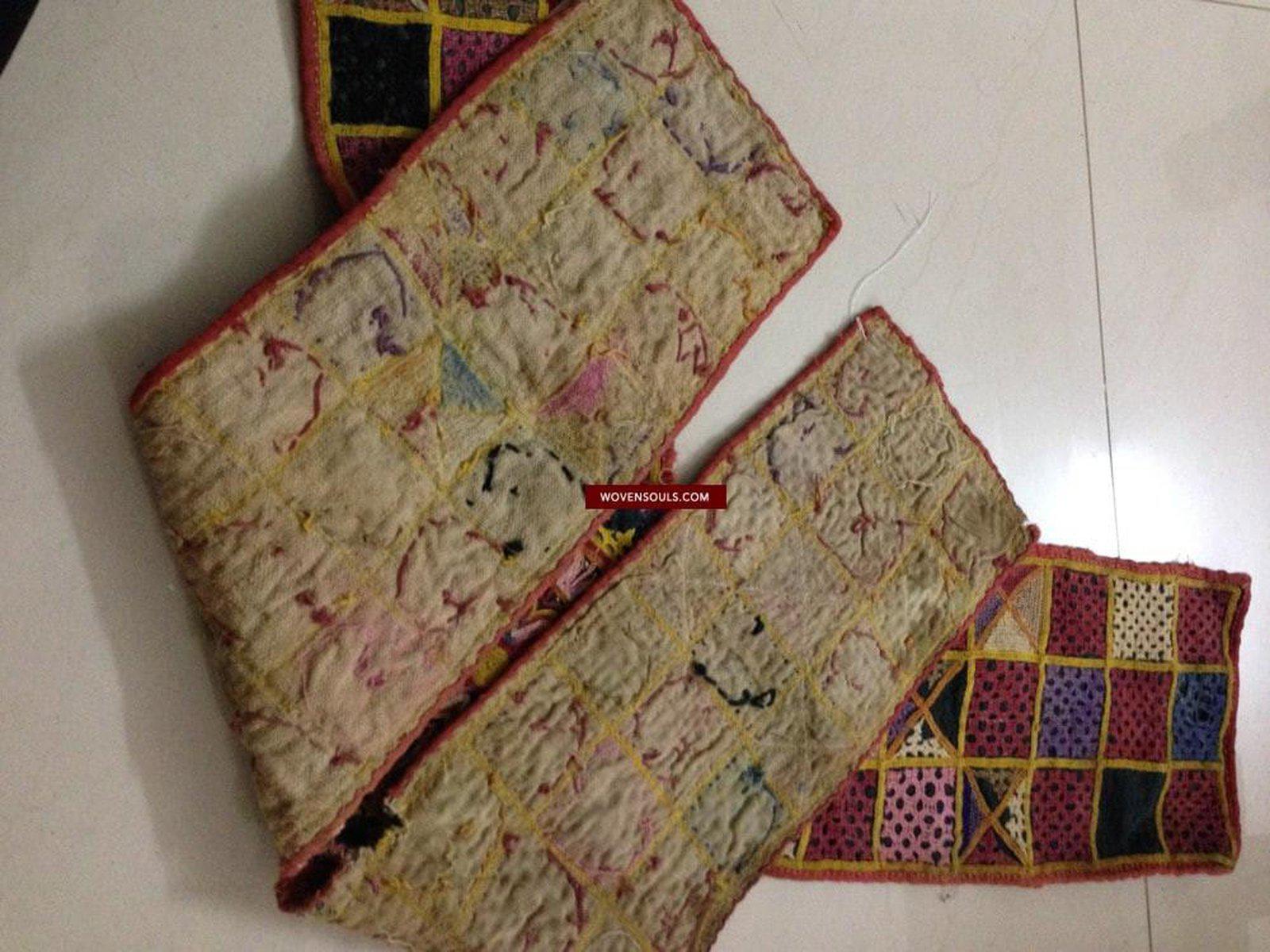 684-B Semi Antique Chopat Shatranj Embroidery Game Board Textile-WOVENSOULS-Antique-Vintage-Textiles-Art-Decor