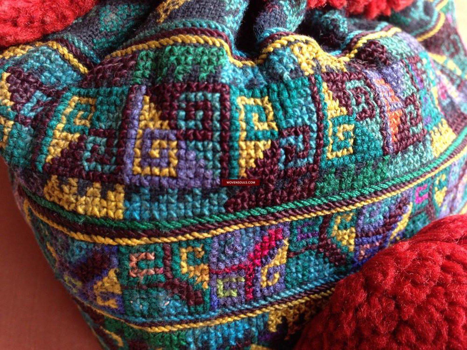 686 SOLD Vintage Yao Hilltribe Embroidered Cap for a child-WOVENSOULS-Antique-Vintage-Textiles-Art-Decor