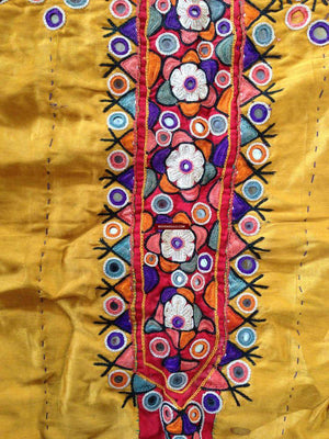 687 Vintage Sind Silk Dress Front Embroidery Textile Art-WOVENSOULS-Antique-Vintage-Textiles-Art-Decor