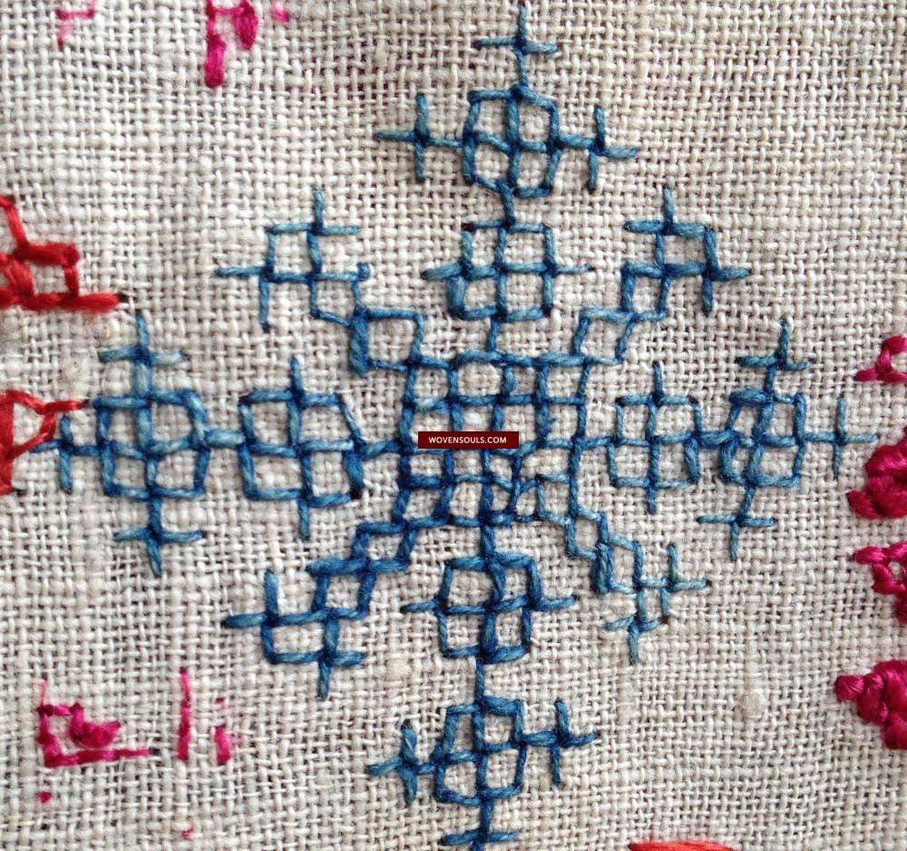 701 Hazara Snowflake Shawl - Antique Embroidery Textile Art-WOVENSOULS-Antique-Vintage-Textiles-Art-Decor