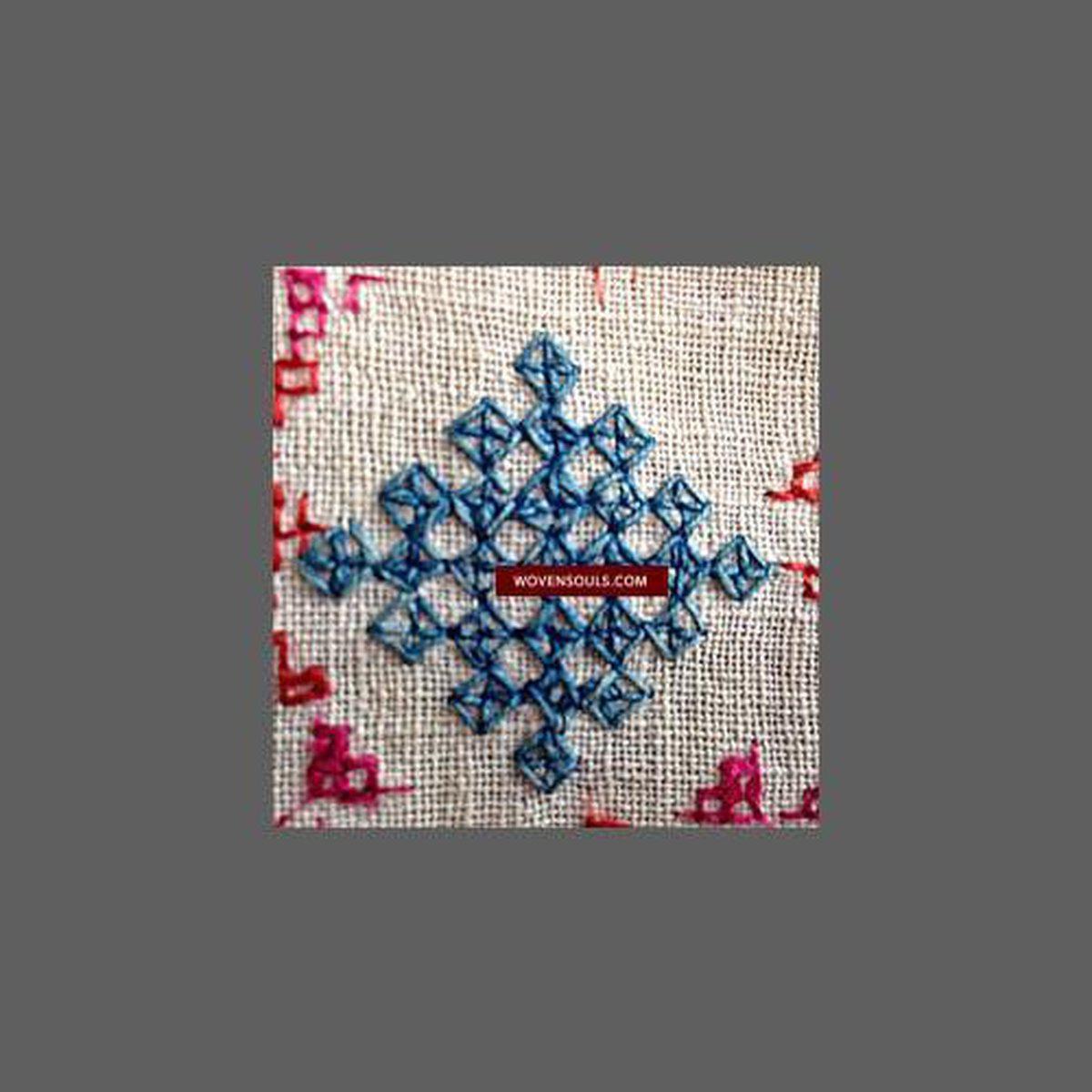 701 Hazara Snowflake Shawl - Antique Embroidery Textile Art-WOVENSOULS-Antique-Vintage-Textiles-Art-Decor