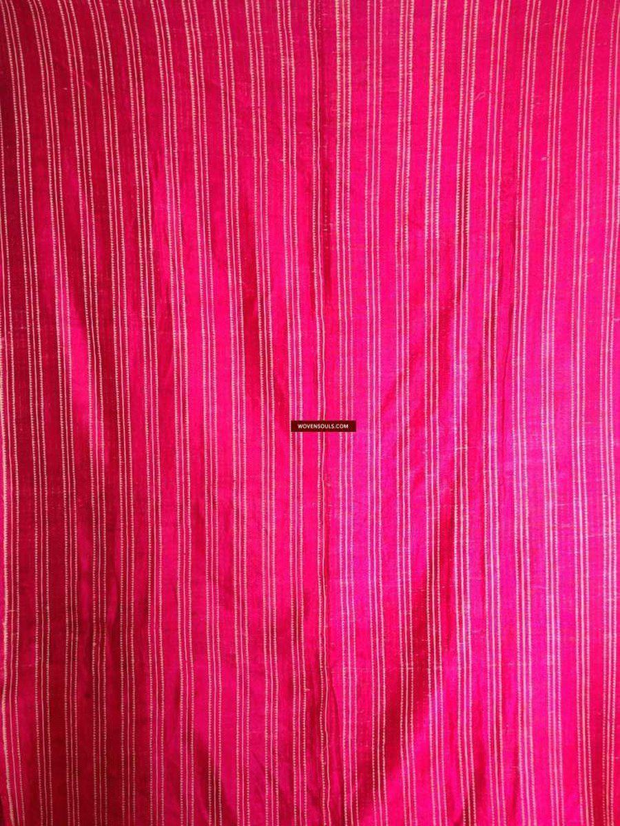 718 Pink Pin Stripes Thirma Phulkari Bagh Textile-WOVENSOULS-Antique-Vintage-Textiles-Art-Decor