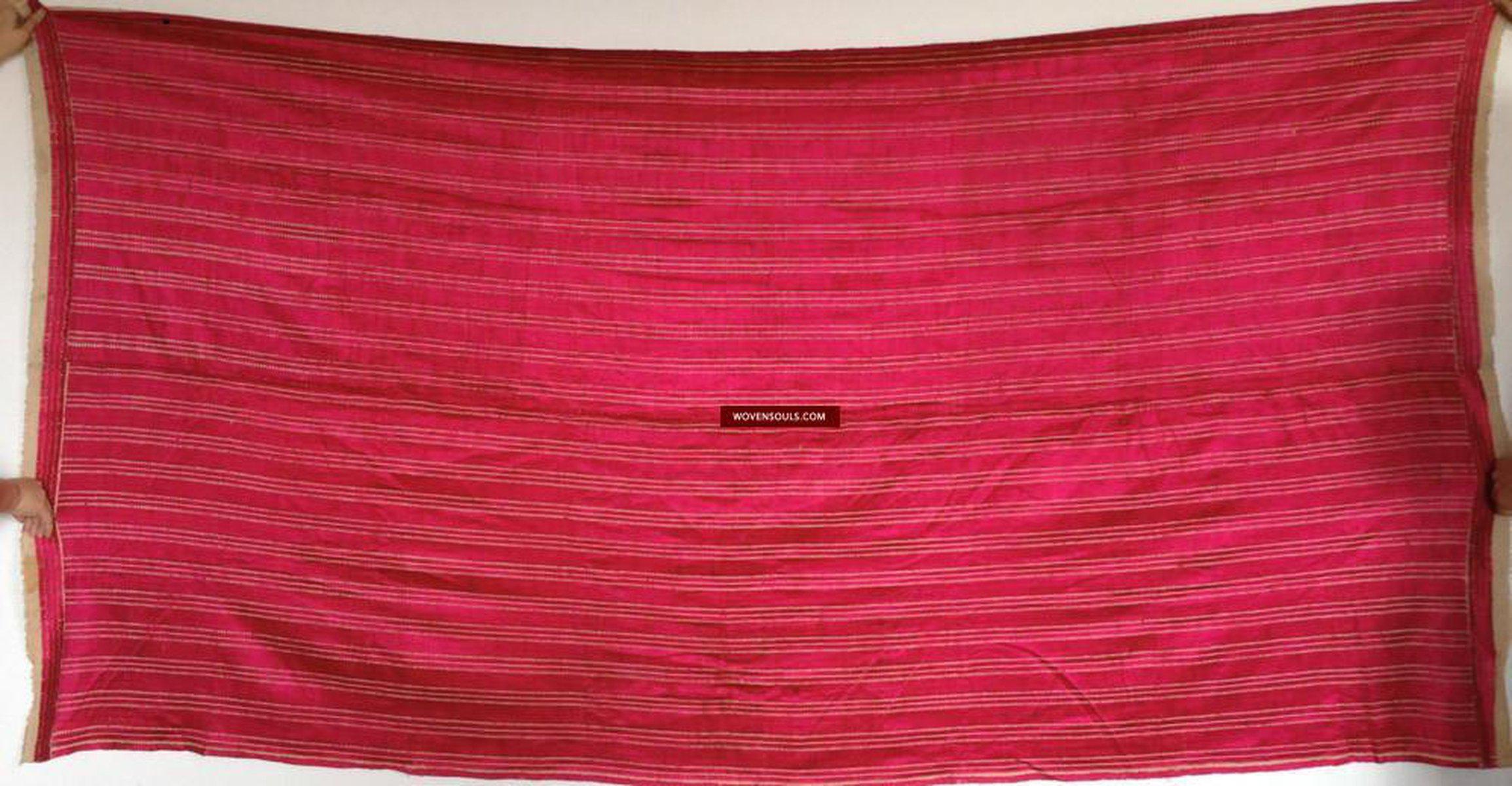 718 Pink Pin Stripes Thirma Phulkari Bagh Textile-WOVENSOULS-Antique-Vintage-Textiles-Art-Decor