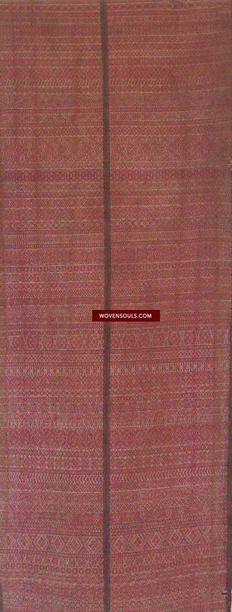 742 Antique Myanmar Arang Weaving Shawl Textile-WOVENSOULS-Antique-Vintage-Textiles-Art-Decor