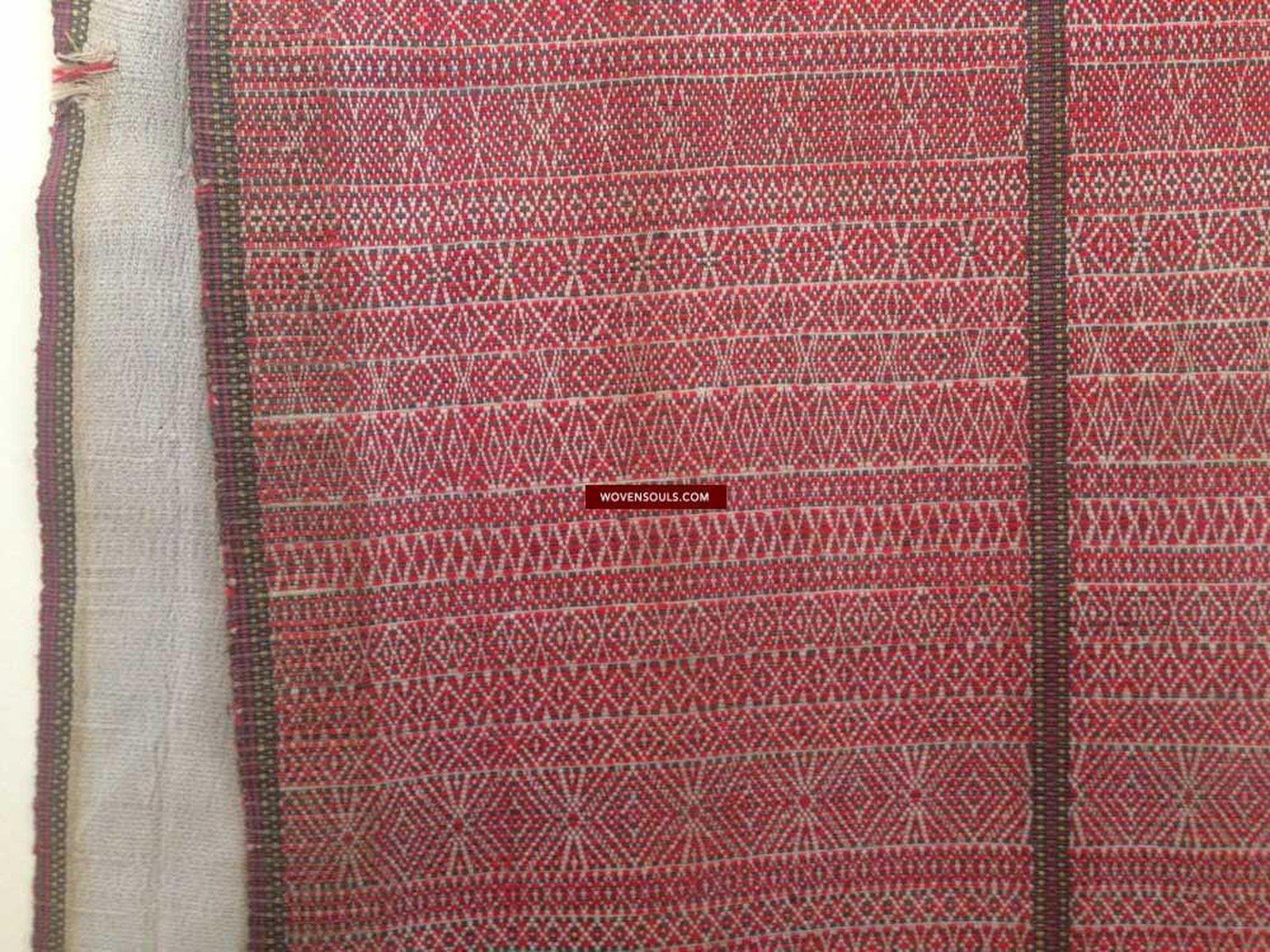 742 Antique Myanmar Arang Weaving Shawl Textile-WOVENSOULS-Antique-Vintage-Textiles-Art-Decor