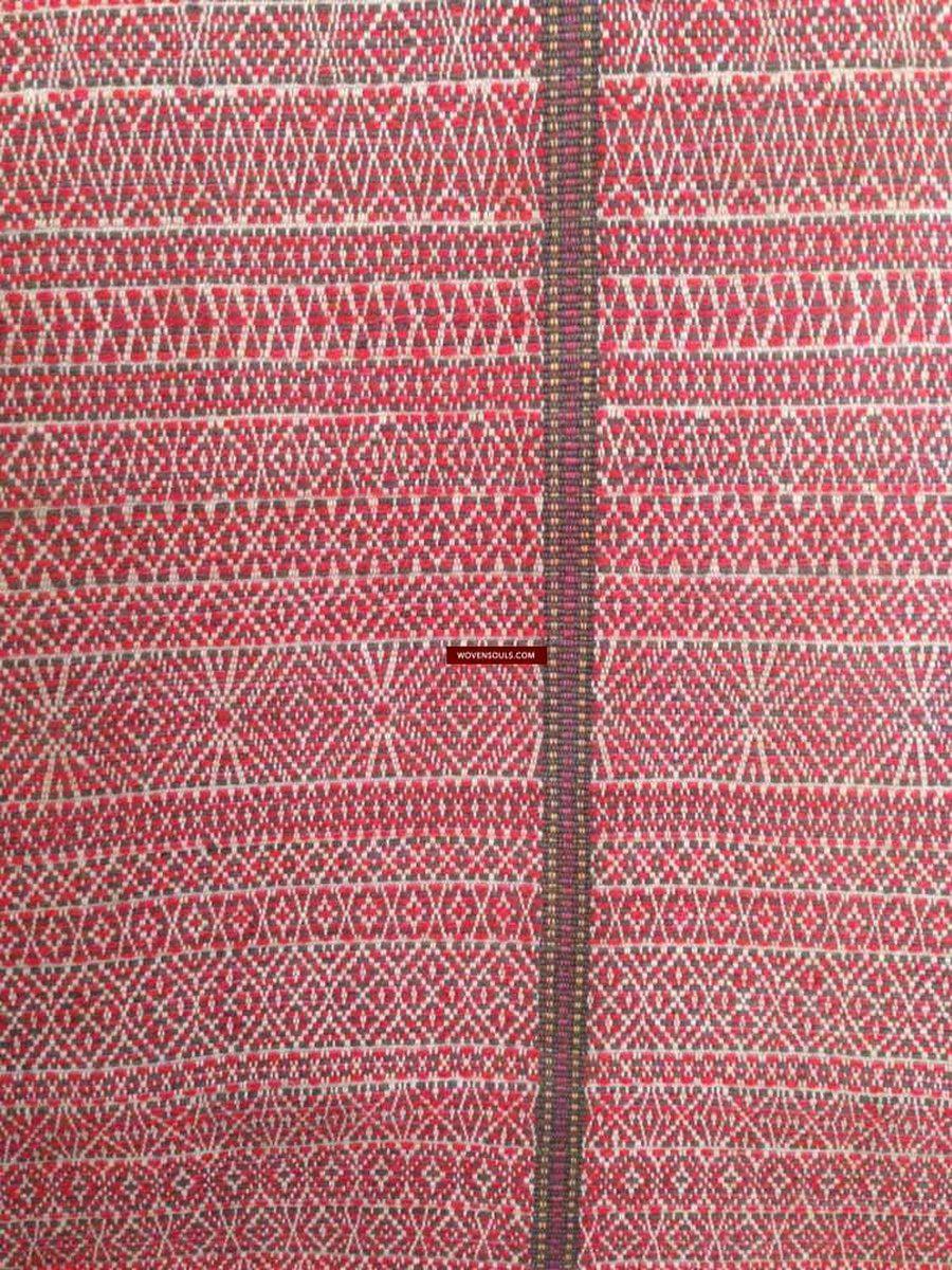 742 Antique Myanmar Arang Weaving Shawl Textile-WOVENSOULS-Antique-Vintage-Textiles-Art-Decor