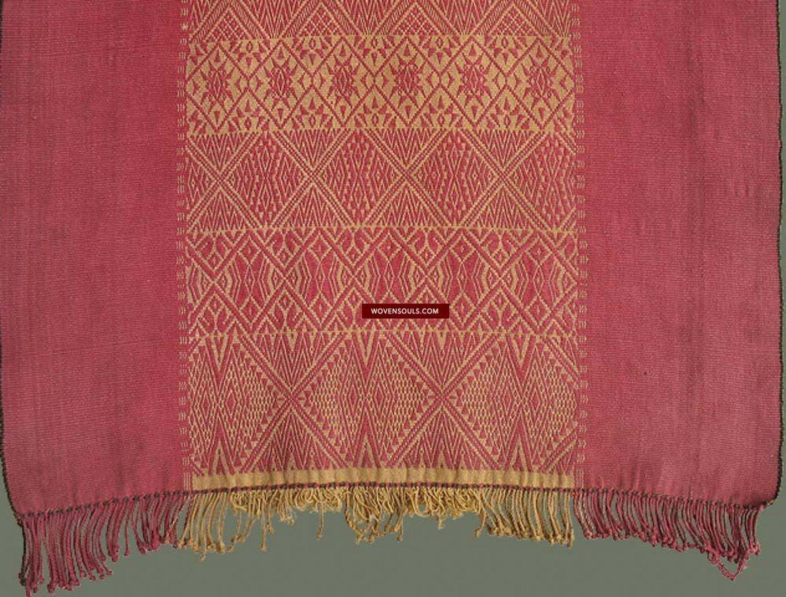 743 SOLD Superfine Antique Myanmar Khami Shawl-WOVENSOULS-Antique-Vintage-Textiles-Art-Decor