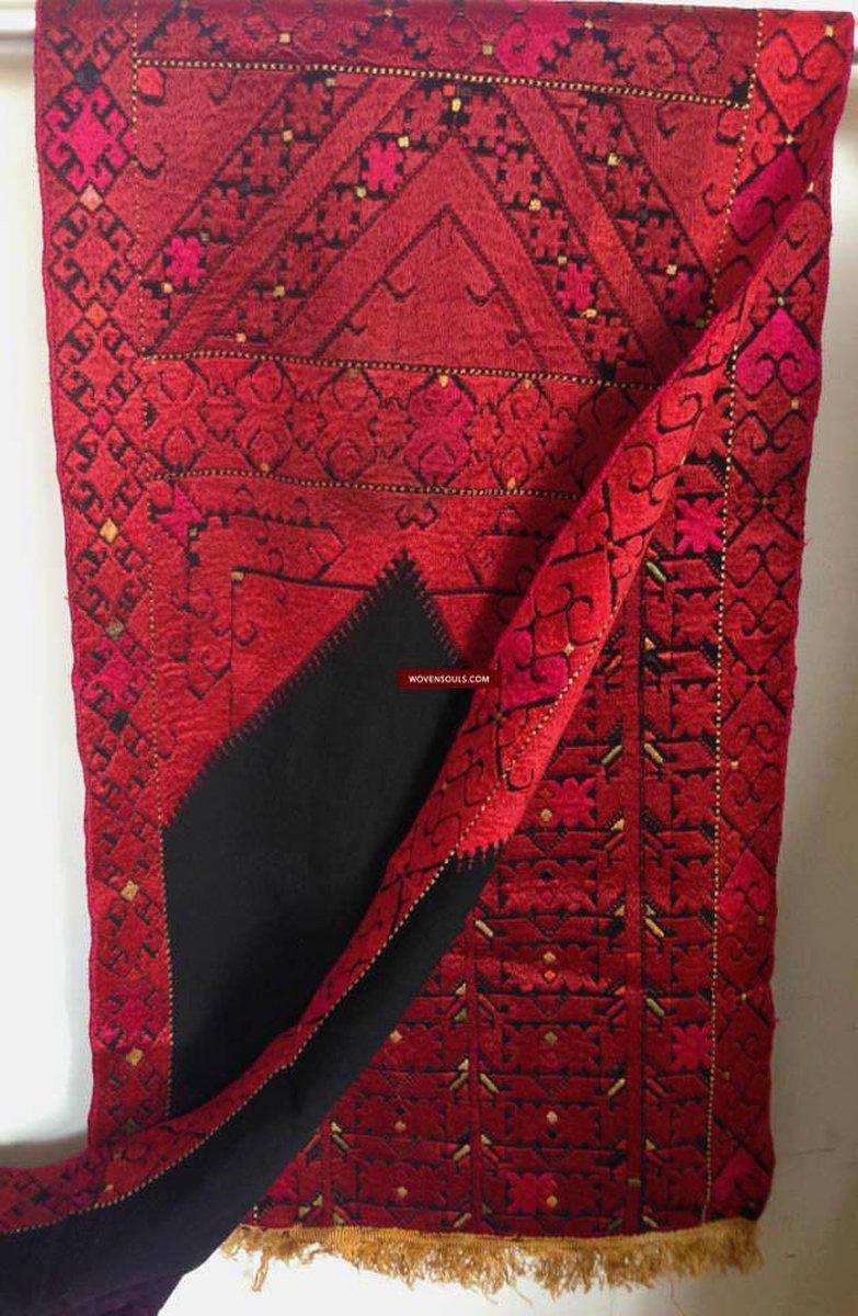 745 Antique Wedding Turban with Double Sided Palindrome Embroidery - Swat Valley Textile-WOVENSOULS-Antique-Vintage-Textiles-Art-Decor