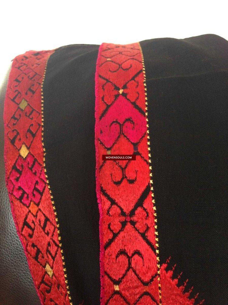 745 Antique Wedding Turban with Double Sided Palindrome Embroidery - Swat Valley Textile-WOVENSOULS-Antique-Vintage-Textiles-Art-Decor