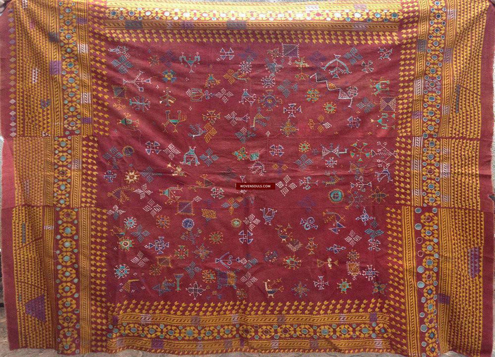 754 Shekhawati Bishnoi Shawl Rajasthan Textile Art-WOVENSOULS-Antique-Vintage-Textiles-Art-Decor