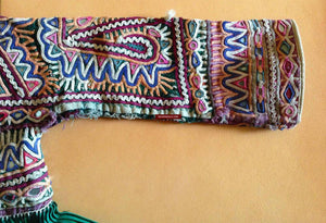 764 Vintage Child-Groom's Green Embroidered Kediyu Garment - Rabari Tribe-WOVENSOULS-Antique-Vintage-Textiles-Art-Decor