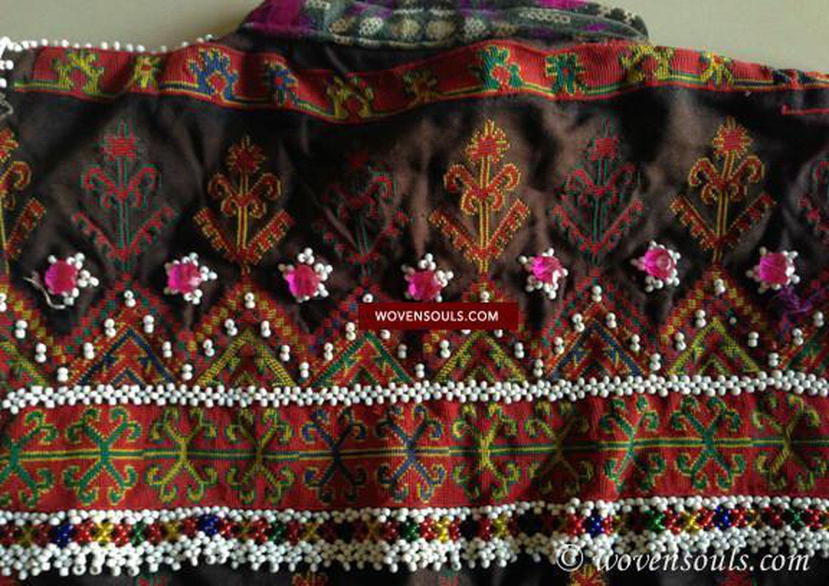 767 Old Kohistan Embroidered Vest for Child-WOVENSOULS-Antique-Vintage-Textiles-Art-Decor