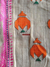 774 Antique Nuristan Shawl Textile - Fine Handspun Handwoven Cotton Base-WOVENSOULS-Antique-Vintage-Textiles-Art-Decor