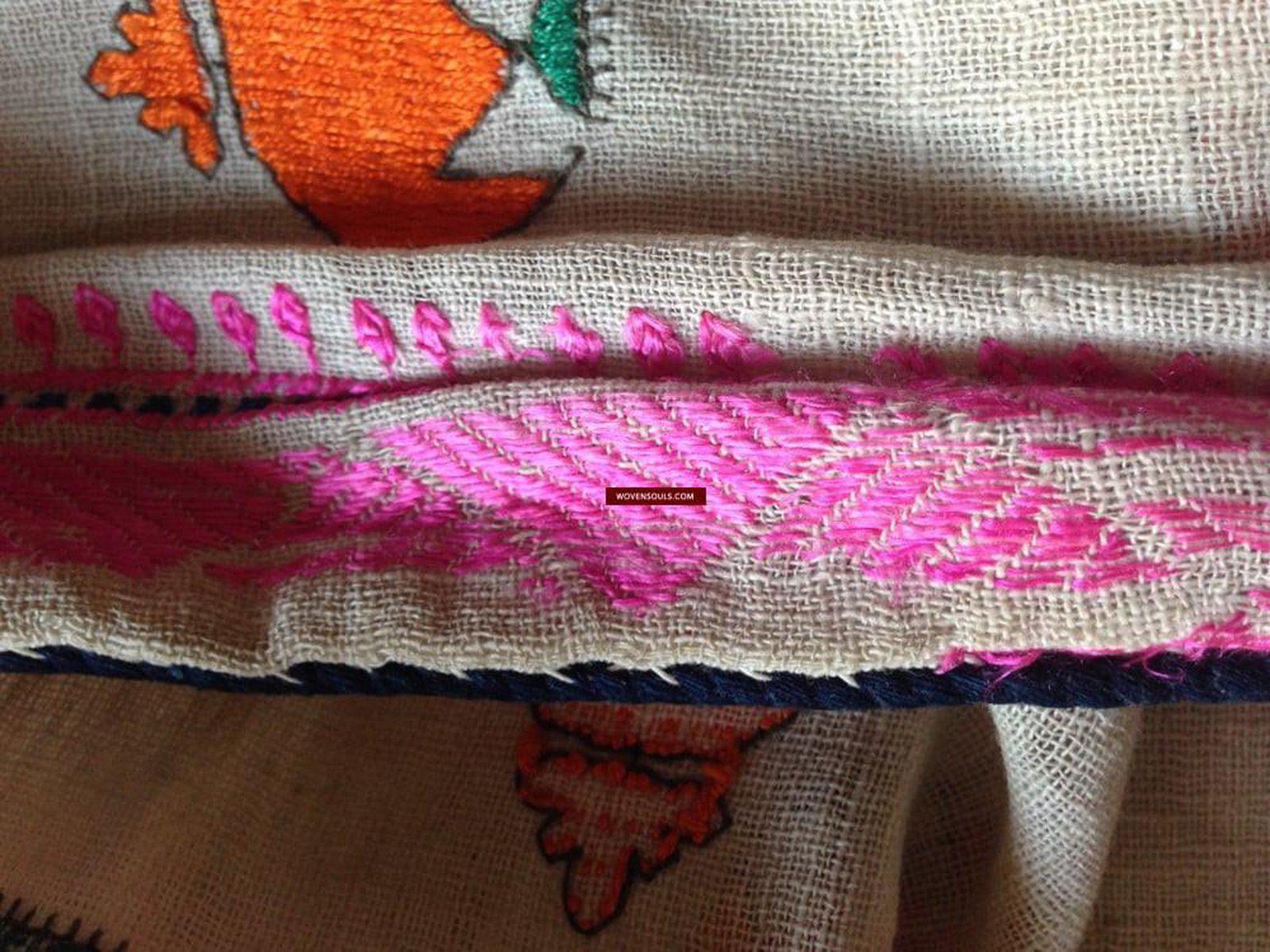 774 Antique Nuristan Shawl Textile - Fine Handspun Handwoven Cotton Base-WOVENSOULS-Antique-Vintage-Textiles-Art-Decor