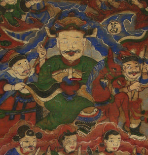 786 Set of 3 Antique Yao Paintng Scrolls Circa 1800-WOVENSOULS-Antique-Vintage-Textiles-Art-Decor