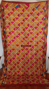 788 Rare Old Cowrie Shell Phulkari Bagh Textile with Blue-WOVENSOULS-Antique-Vintage-Textiles-Art-Decor