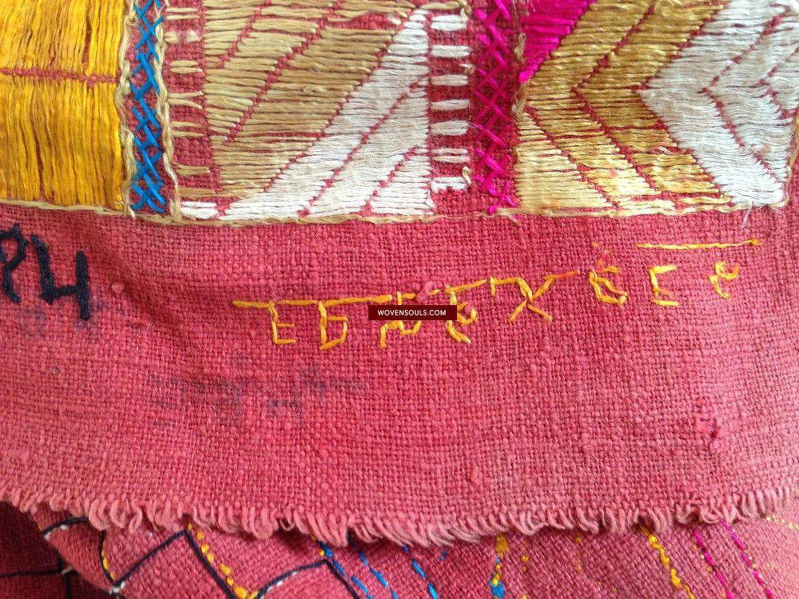 788 Rare Old Cowrie Shell Phulkari Bagh Textile with Blue-WOVENSOULS-Antique-Vintage-Textiles-Art-Decor