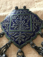 790 Multan Silver Enamel Blue Medallion Pendant - SOLD-WOVENSOULS-Antique-Vintage-Textiles-Art-Decor