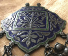 790 Multan Silver Enamel Blue Medallion Pendant - SOLD-WOVENSOULS-Antique-Vintage-Textiles-Art-Decor