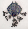 790 Multan Silver Enamel Blue Medallion Pendant - SOLD-WOVENSOULS-Antique-Vintage-Textiles-Art-Decor