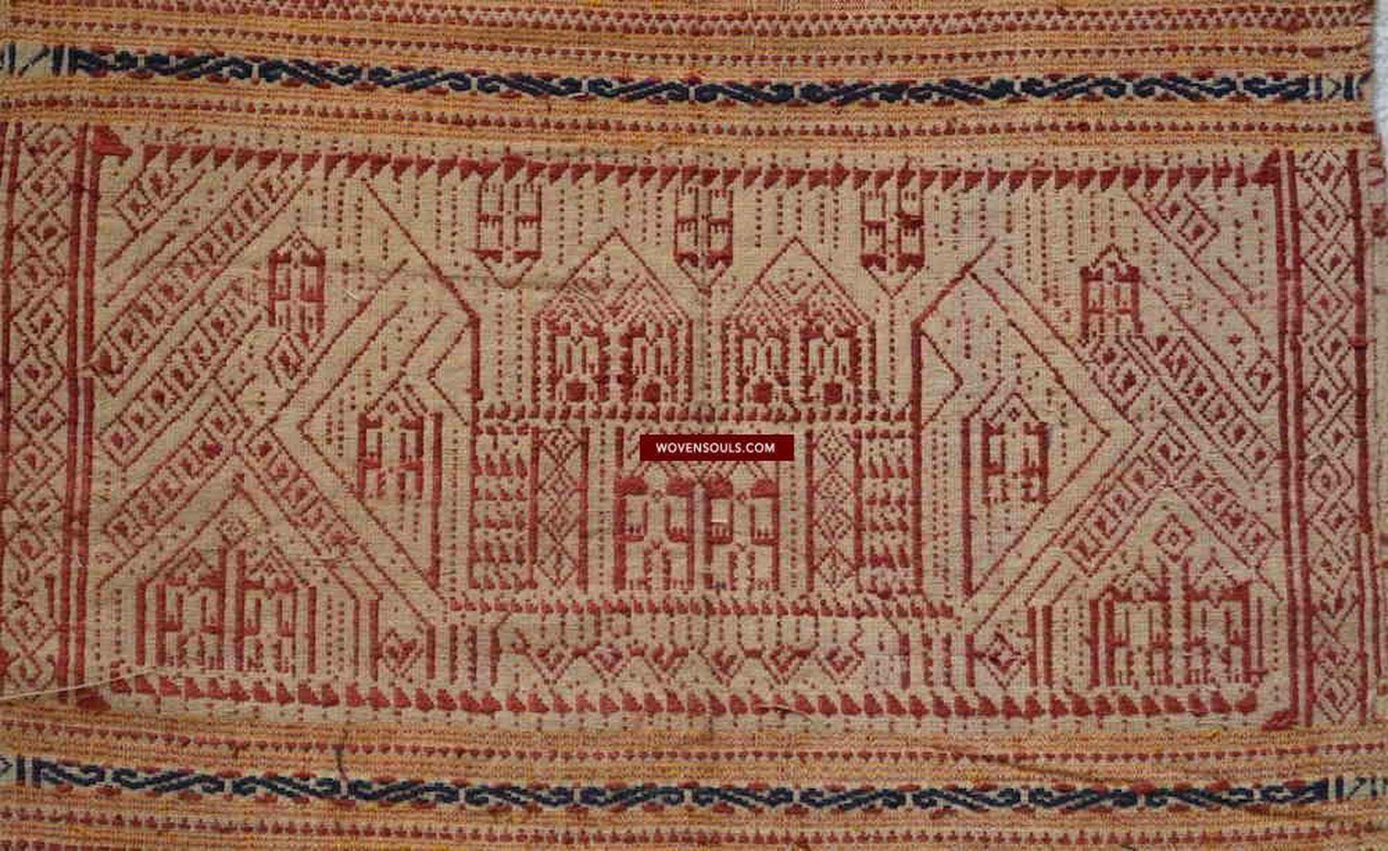 792 Antique Sumatran Tampan Ship Cloth with Silk Weaving-WOVENSOULS-Antique-Vintage-Textiles-Art-Decor