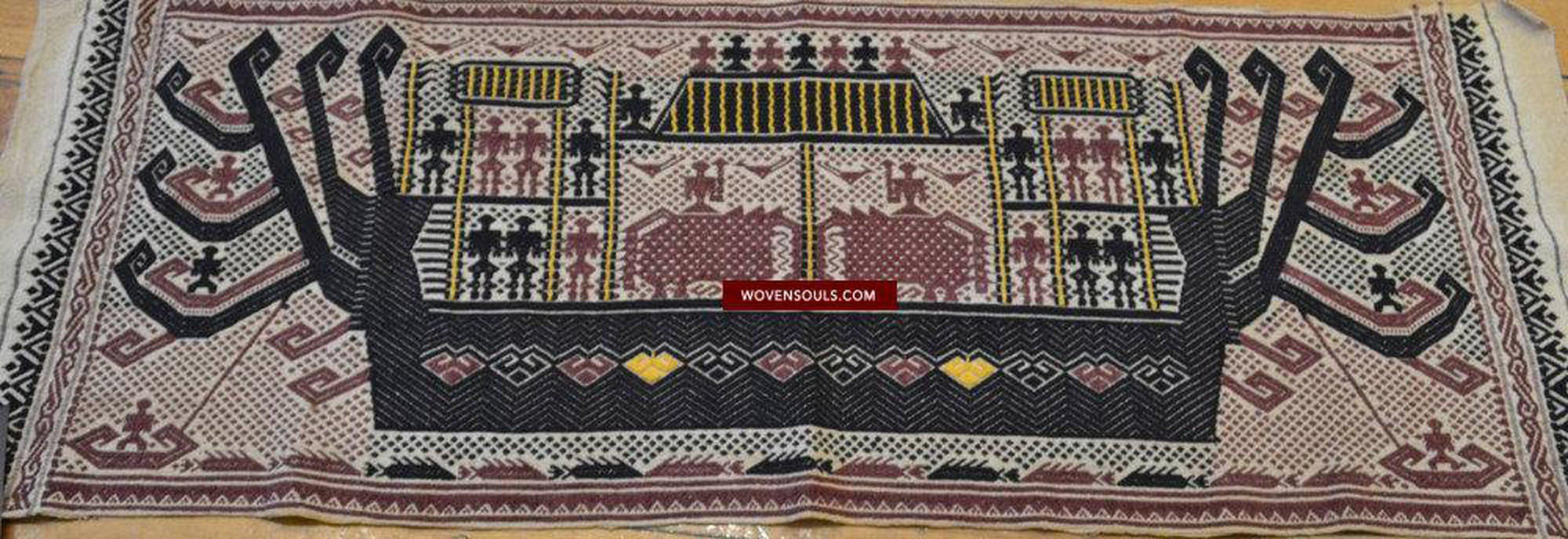 797 Old Sumatra Weaving - Tatibin - Large Ship Cloth Tampan Textile-WOVENSOULS-Antique-Vintage-Textiles-Art-Decor