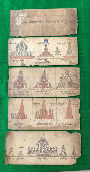 799 Complete Antique Tibetan Buddhist Manuscript - on the Devotional Art of Wax Butter Sculptures-WOVENSOULS-Antique-Vintage-Textiles-Art-Decor