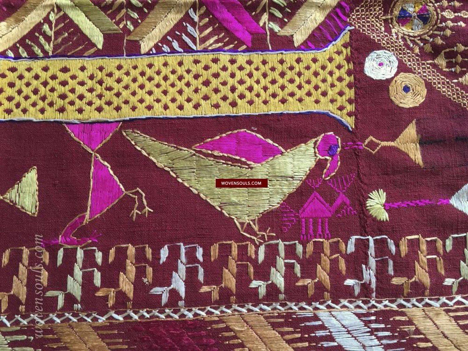 808 Antique Darshan Dwar Phulkari Bagh Textile - Wedding Scene-WOVENSOULS-Antique-Vintage-Textiles-Art-Decor