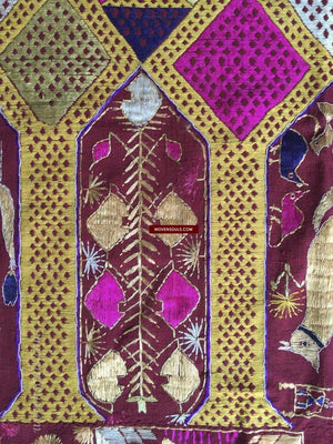 808 Antique Darshan Dwar Phulkari Bagh Textile - Wedding Scene-WOVENSOULS-Antique-Vintage-Textiles-Art-Decor
