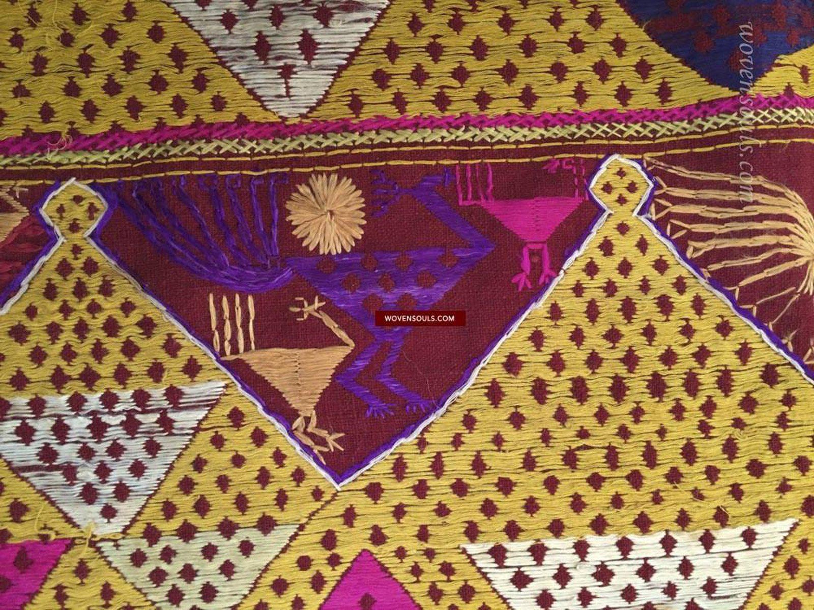 808 Antique Darshan Dwar Phulkari Bagh Textile - Wedding Scene-WOVENSOULS-Antique-Vintage-Textiles-Art-Decor