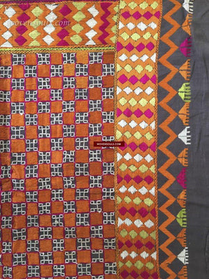 820 Unusual Bagh Phulkari Wedding Textile-WOVENSOULS-Antique-Vintage-Textiles-Art-Decor