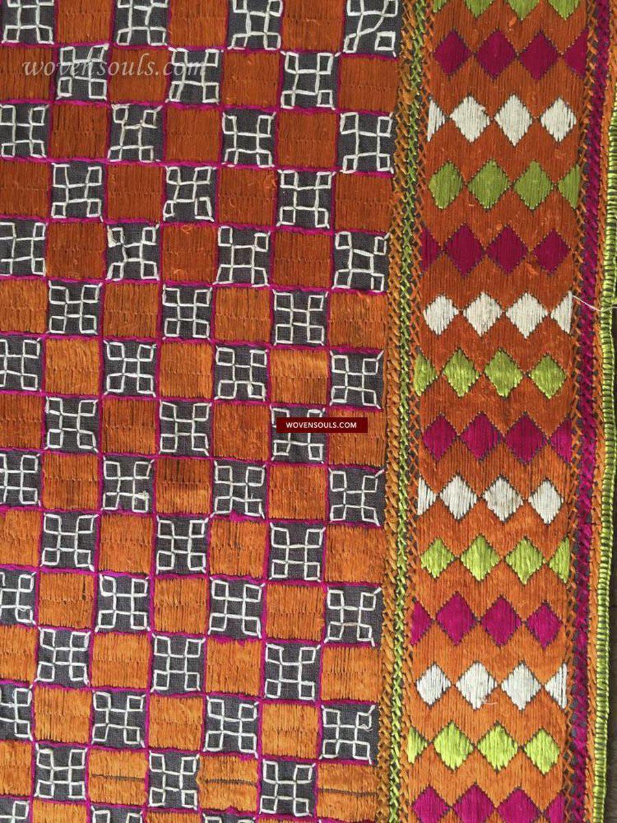 820 Unusual Bagh Phulkari Wedding Textile-WOVENSOULS-Antique-Vintage-Textiles-Art-Decor