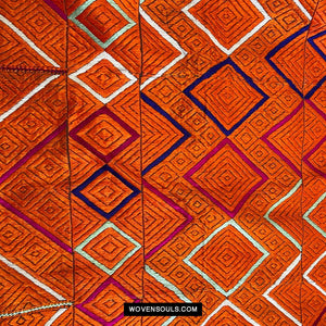 822 Phulkari Bagh - Unusual Pattern 'W' or 'M'-WOVENSOULS Antique Textiles &amp; Art Gallery