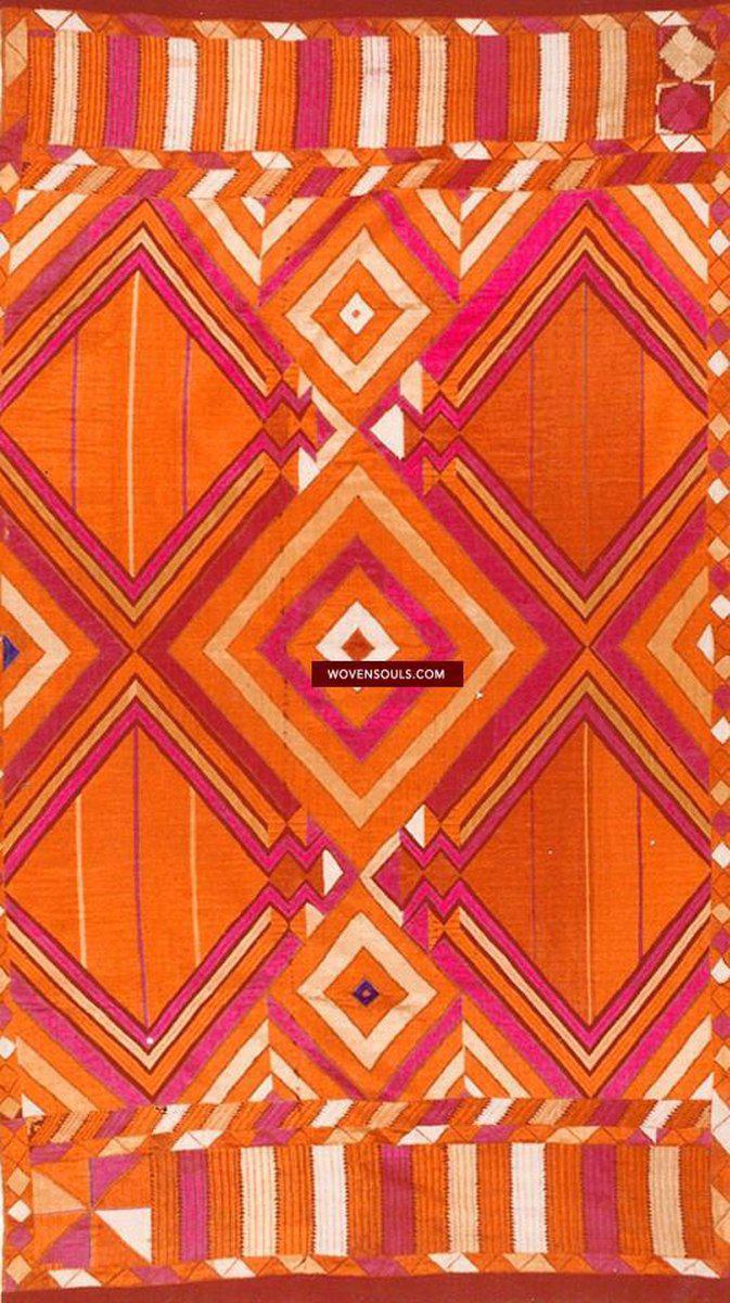 823 SOLD Phulkari Bagh with rare Char Bagh Pattern-WOVENSOULS-Antique-Vintage-Textiles-Art-Decor