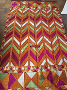 829 Lehariya Bagh Phulkari Silk Floss Embroidery Shawl from Punjab-WOVENSOULS-Antique-Vintage-Textiles-Art-Decor