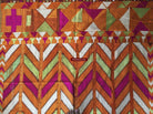 829 Lehariya Bagh Phulkari Silk Floss Embroidery Shawl from Punjab-WOVENSOULS-Antique-Vintage-Textiles-Art-Decor