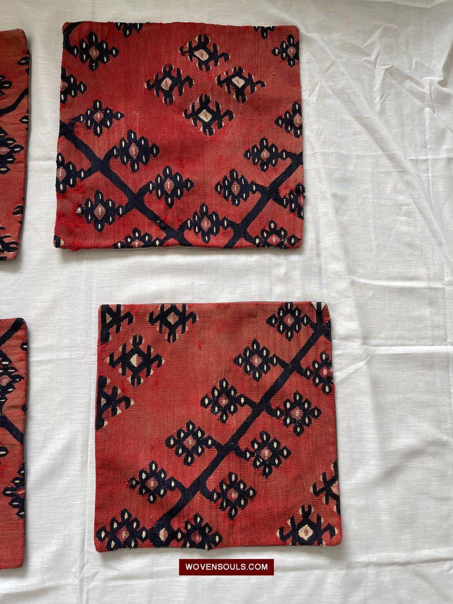 831 Set of 6 Upclycled Sarkoy Kilim Fragment Cushions-WOVENSOULS-Antique-Vintage-Textiles-Art-Decor