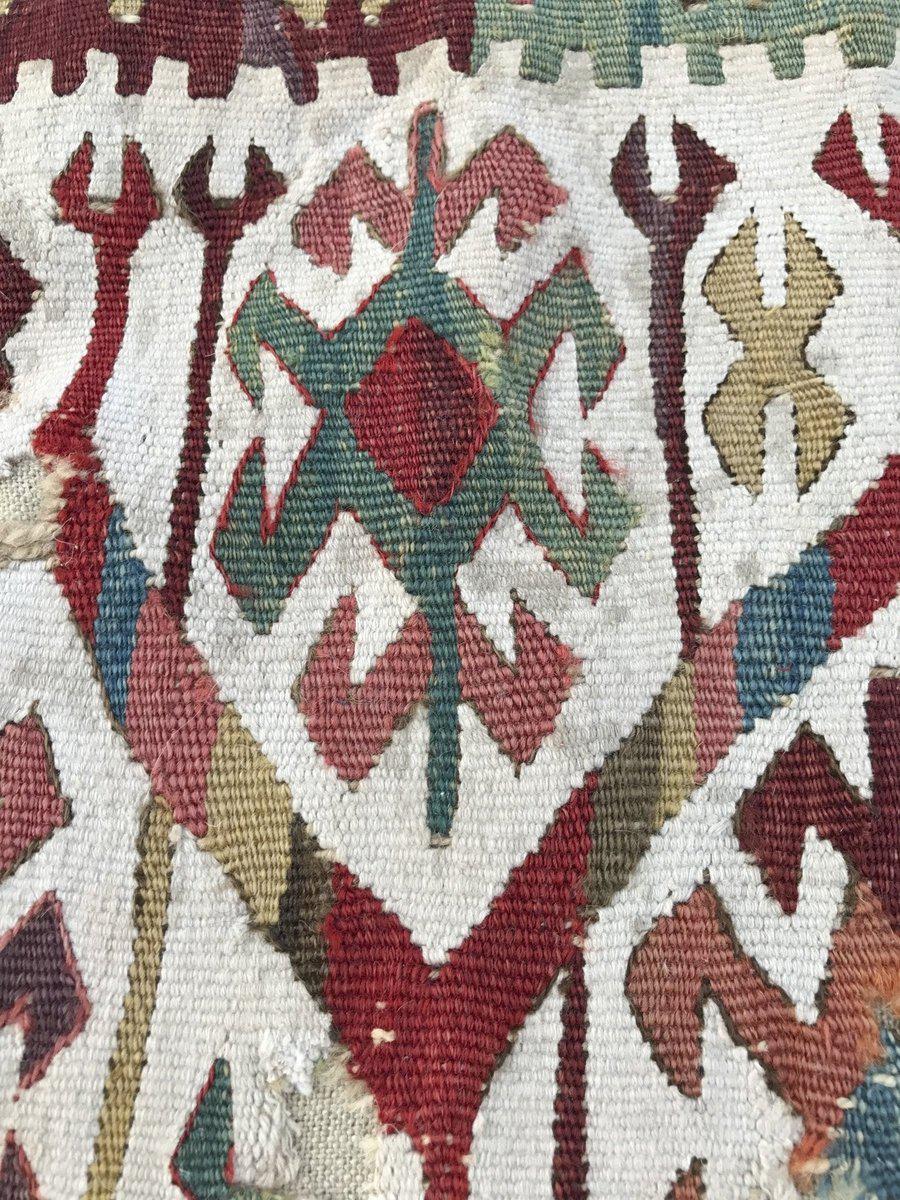 832 Pair of Antique Anatolian Kilim Mounted Fragments - Gorgeous White Borders - Gallery-2-WOVENSOULS-Antique-Vintage-Textiles-Art-Decor