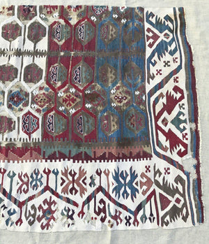 832 Pair of Antique Anatolian Kilim Mounted Fragments - Gorgeous White Borders - Gallery-2-WOVENSOULS-Antique-Vintage-Textiles-Art-Decor