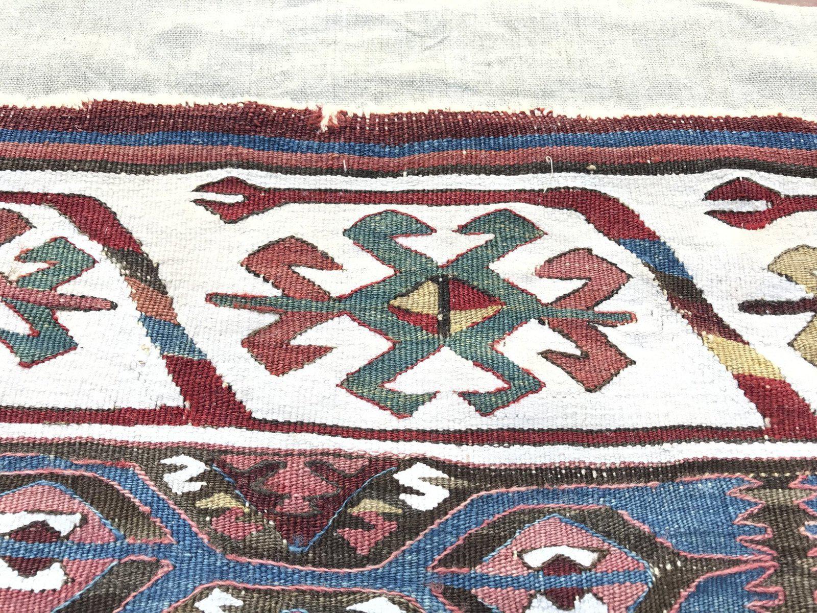 832 Pair of Antique Anatolian Kilim Mounted Fragments - Gorgeous White Borders - Gallery-2-WOVENSOULS-Antique-Vintage-Textiles-Art-Decor