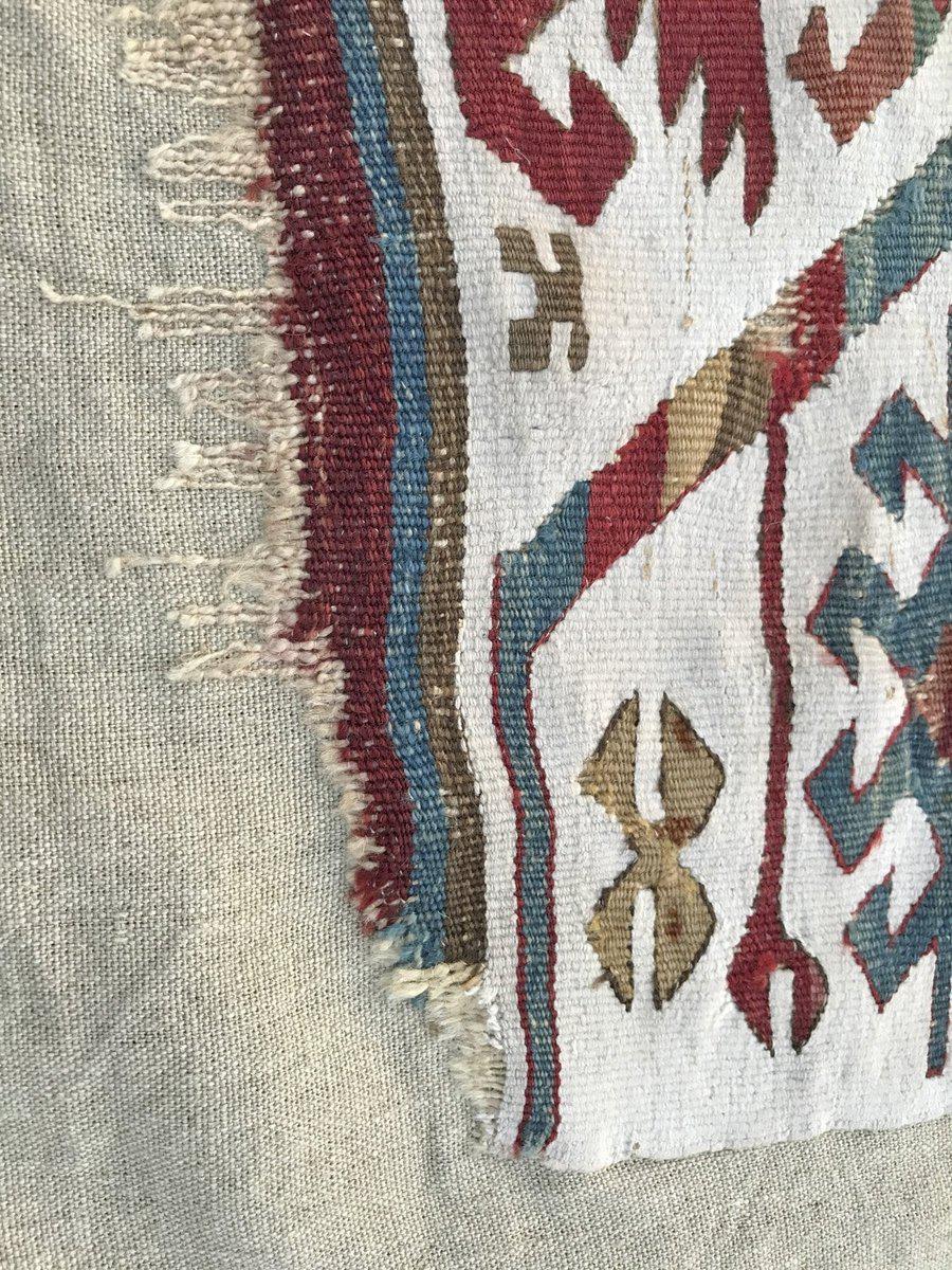 832 Pair of Antique Anatolian Kilim Mounted Fragments - Gorgeous White Borders - Gallery-2-WOVENSOULS-Antique-Vintage-Textiles-Art-Decor