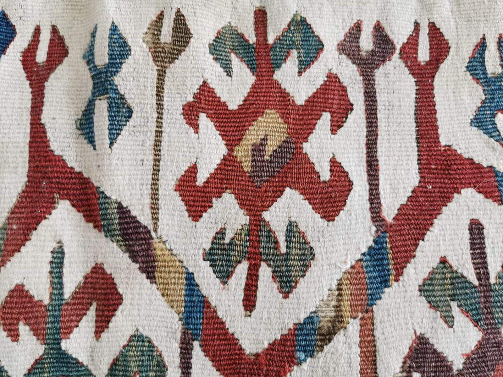 832 Pair of Antique Anatolian Kilim Mounted Fragments - Gorgeous White Borders - Gallery-2-WOVENSOULS-Antique-Vintage-Textiles-Art-Decor