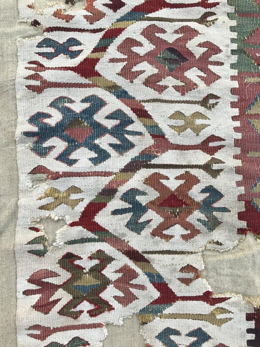 Framed antique Anatolian Caucasian slit weave kilim bag