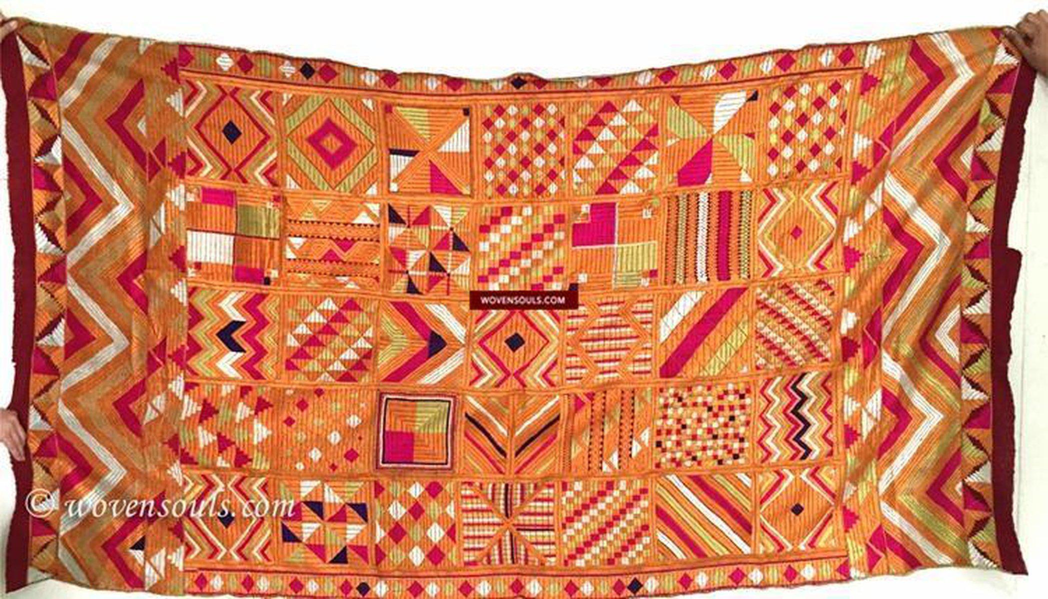 835 Rare Bawan Bagh Phulkari Textile-WOVENSOULS-Antique-Vintage-Textiles-Art-Decor