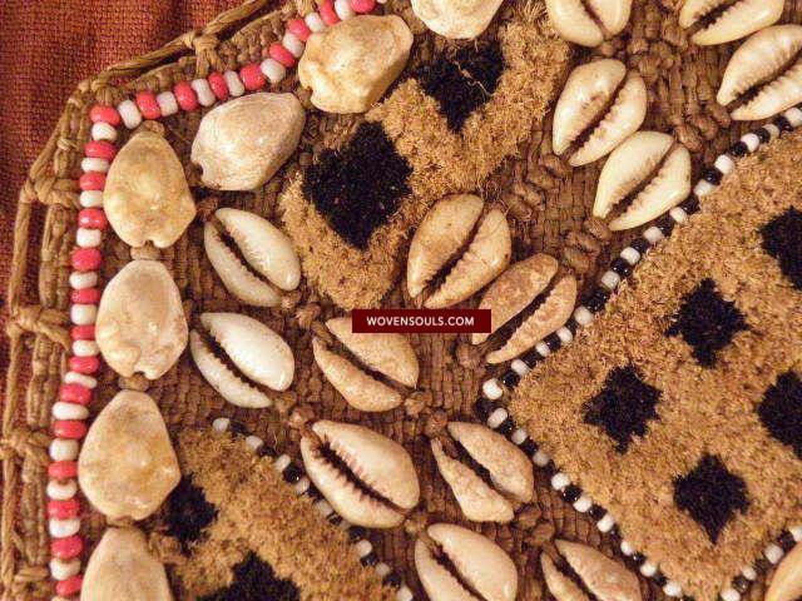 842 Rare Antique Kuba Ceremonial Raffia Jacket with Cowrie Shells-WOVENSOULS-Antique-Vintage-Textiles-Art-Decor