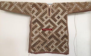 842 Rare Antique Kuba Ceremonial Raffia Jacket with Cowrie Shells-WOVENSOULS-Antique-Vintage-Textiles-Art-Decor