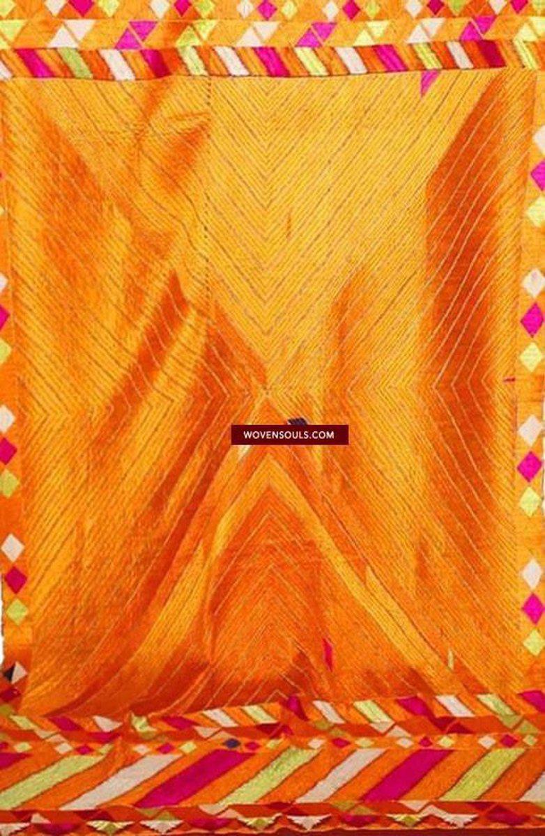 843 SOLD Golden Vari da Bagh Phulkari Textile-WOVENSOULS-Antique-Vintage-Textiles-Art-Decor